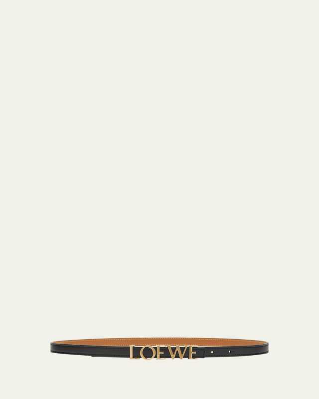 Bold Logo Leather Skinny Belt